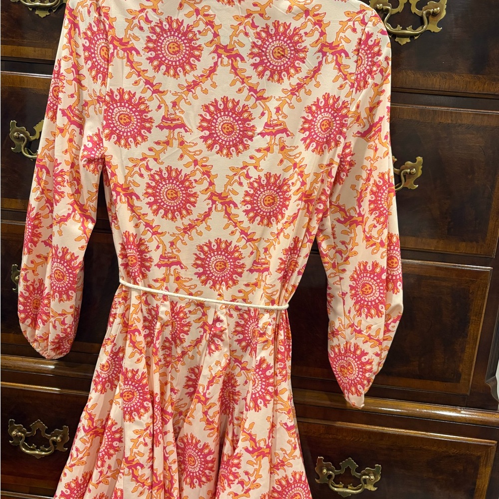 Floral Pink and Cream Women's Dress - Picture 3 of 3